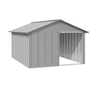 vidaXL Casa para Perros Cachorros Caseta Exterior Acero Galvanizado Gris