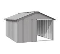 vidaXL Casa para Perros Cachorros Caseta Exterior Acero Galvanizado Gris
