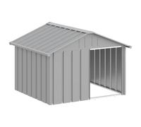 vidaXL Casa para Perros Cachorros Caseta Exterior Acero Galvanizado Gris