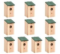 vidaXL 10x Madera Maciza de Abeto Casa para Pájaros Pajarera Caja de Anidación Jaula Aviario Pajarería Jardín Suministro Aves Balcón Patio Terraza