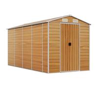 Caseta de jardín acero galvanizado marrón claro 191x385x198 cm