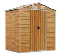 vidaXL Caseta de Jardín, Cobertizo de Almacenaje, Caseta para Herramientas Leña Muebles, Cobertizo para Patio, Acero Galvanizado Marrón Claro