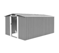 vidaXL Caseta de Jardín de Metal Gris 257x398x178 cm Patio Cobertizo Casetilla