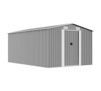 vidaXL Caseta de Jardín de Metal Gris 257x398x178 cm Patio Cobertizo Casetilla