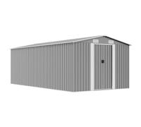 vidaXL Caseta de Jardín de Metal Gris 257x497x178 cm Patio Cobertizo Casetilla
