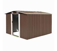 vidaXL Caseta de Jardín de Metal Marrón 257x298x178cm Jardín Patio Cobertizo
