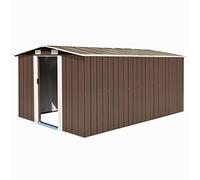 vidaXL Caseta de Jardín de Metal Marrón 257x398x178 cm Jardín Patio Cobertizo