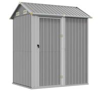 vidaXL Cobertizo de jardín – Caseta de herramientas en acero galvanizado, gris claro