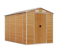 vidaXL Caseta de Jardín, Cobertizo de Almacenaje, Caseta para Herramientas Leña Muebles, Cobertizo para Patio, Acero Galvanizado Marrón Claro