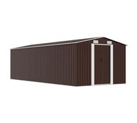 vidaXL Caseta de Jardín Metal Marrón 257x597x178 cm Casetilla Patio Cobertizo