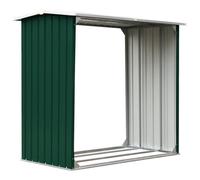 vidaXL Caseta para leña Acero galvanizado Verde 172x91x154 cm Resistente y duradera