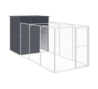 vidaXL Caseta de perros con corral acero galvanizado 165x455x181 cm