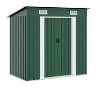 vidaXL Caseta jardín de metal 190x124x181 cm Verde – Cobertizo organizador
