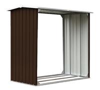 vidaXL Caseta Jardín para Leña Acero Galvanizado Soporte Almacenaje Terraza Patio Estructuras Organizadores Duradera Resistente Marrón 172x91x154cm