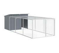 vidaXL Caseta para Perro con Corral Antracita 153x396x110 cm Acero