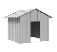 vidaXL Caseta para Perros con Techo Acero galvanizado 131x101x102 cm, caseta para Perros, Jaula para Perros, Refugio para Perros, Perrera