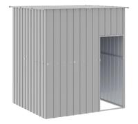 vidaXL Caseta para Perros, Perrera con Tejado Puerta, Casa para Animales, Jaula para Jardín Patio, Acero Galvanizado Gris Claro 165x153x181 cm