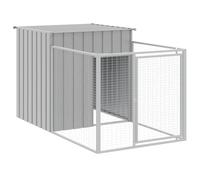 vidaXL Caseta para Perros, Perrera con Tejado Puerta, Casa para Animales, Jaula para Jardín Patio, Acero Galvanizado Gris Claro 110x201x110 cm