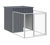 vidaXL Caseta para Perros, Perrera con Tejado Puerta, Casa para Animales, Jaula para Jardín Patio, Acero Galvanizado Gris 110x201x110 cm