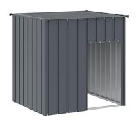 vidaXL Caseta para Perros, Perrera con Tejado Puerta, Casa para Animales, Jaula para Jardín Patio, Acero Galvanizado Gris 110x103x109 cm