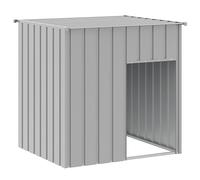 vidaXL Caseta para Perros, Perrera con Tejado Puerta, Casa para Animales, Jaula para Jardín Patio, Acero Galvanizado Gris Claro 110x103x109 cm