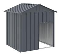 vidaXL Caseta para Perros, Perrera con Tejado Puerta, Casa para Animales, Jaula para Jardín Patio, Acero Galvanizado Gris 117x103x123 cm