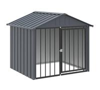 vidaXL Caseta Perros con tejado Acero galvanizado Negro 117x103x102 cm