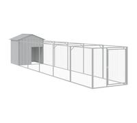 vidaXL Caseta perro tejado acero galvanizado gris claro 117x1017x123cm
