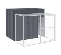 vidaXL Caseta Perros con Corral Acero galvanizado Gris 214x253x181 cm