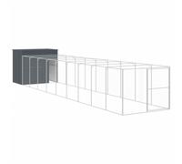 vidaXL Caseta perros con corral acero galvanizado gris 214x457x181 cm