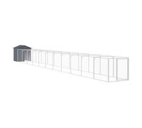 vidaXL Caseta perros con tejado acero galvanizado gris 117x1221x123 cm