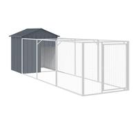 vidaXL Caseta perros con tejado acero galvanizado gris 117x405x123 cm
