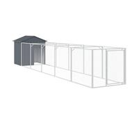 vidaXL Caseta perros con tejado acero galvanizado gris 117x609x123 cm