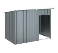 vidaXL Caseta Perros con tejado Acero galvanizado Gris 153x91x110 cm