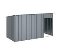 Vidaxl caseta perros con tejado acero galvanizado gris 196x91x110 cm