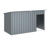 vidaXL Caseta perros con tejado acero galvanizado gris 196x91x110 cm