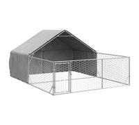 vidaXL Caseta perros exterior con corral 5x3x1,9 m acero galvanizado