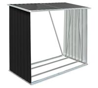 vidaXL Casetilla para Leña Acero Galvanizado Almacenaje Soportes Bolsas Orden Casa Jardín Hogar Chimenea Decoración Gris Antracita 163x83x154 cm