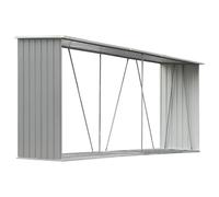 vidaXL Casetilla para Leña Acero Galvanizado Gris 330x84x152 Caseta Cobertizo