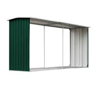 vidaXL Casetilla para Leña Acero Galvanizado Soporte Madera Almacenaje Terraza Patio Estructuras Organizadores Duradera Resistente Verde 30x92x153cm