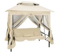 vidaXL Cenador con Banco Columpio Crema Marquesina Baldaquín Dosel Mecedora