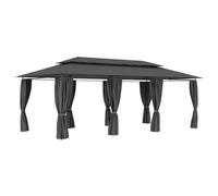 vidaXL Cenador con Cortinas Estructura Jardín Parasoles Quitasoles Sombrillas Piscina Terraza Solarium Balcón Casa Hogar Gris Antracita 600x298x270 cm