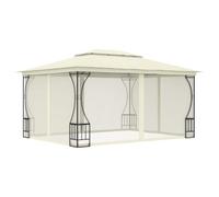 vidaXL Cenador con Cortinas Mosquitera Pabellón para la Fiesta Eventos Jardín Patio al Aire Libre Tela Poliéster 300x400x265cm Crema