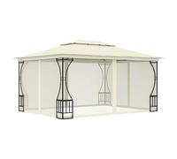 vidaXL Cenador con Cortinas Mosquitera Pabellón para la Fiesta Eventos Jardín Patio al Aire Libre Tela Poliéster 300x400x265cm Crema