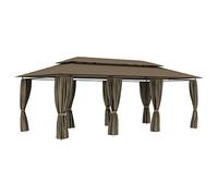 vidaXL Cenador con Cortinas Pérgola Jardín Marquesina Refugio Toldo Carpa de Celebraciones Fiesta Desmontable Bodas Gris Taupe 180g/m² 600x298x270 cm