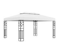 vidaXL Cenador con Doble Techo Carpa de Patio Cenador Tienda Terraza Cubierta de Sombrilla Parasol de Reunión Familiar Fiesta Blanco 3x4 m