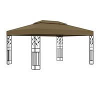 vidaXL Cenador con Doble Techo Pérgola Jardín Patio Marquesina Refugio Toldo Carpa de Celebraciones Fiesta Desmontable Bodas Gris Taupe 3x4m 180 g/m²