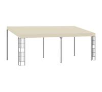 vidaXL Cenador con Montaje en la Pared Toldo Parasol Marquesina Pabellón Carpa Gazebo de Jardín Aire Libre Terraza Exterior Fiestas Eventos Tela Crema 3x6 m