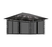 vidaXL Cenador con Mosquitera Tira Luces Lateral Pérgola Jardín Patio Toldo Sombrilla Parasol Tienda Carpa Marquesina Antracita 4x3x2,73m 180 g/m²