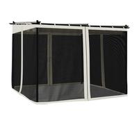 vidaXL Cenador con Paredes de Malla Acero Crema 3x3 m, cenador de jardín, cenador de terraza, pabellón de jardín, cenador de Exterior, pabellón